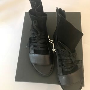 Mod Black Open Toe Tied Sandals with Suede Cuff